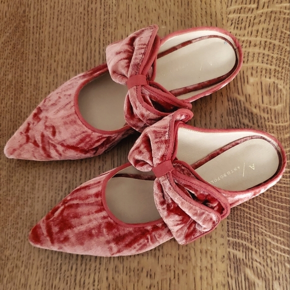 Anthropologie Livia Velvet Bow Flats- terra cotta - Picture 7 of 11